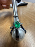 Regalia Émeraude - Silver Diamond Eternity Ring with Emerald Center | Musabella